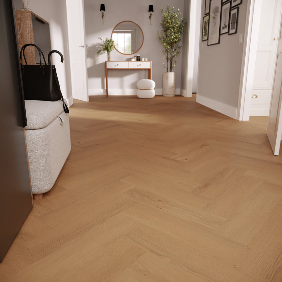 »Honey Oak« Premium Klik-PVC Visgraat