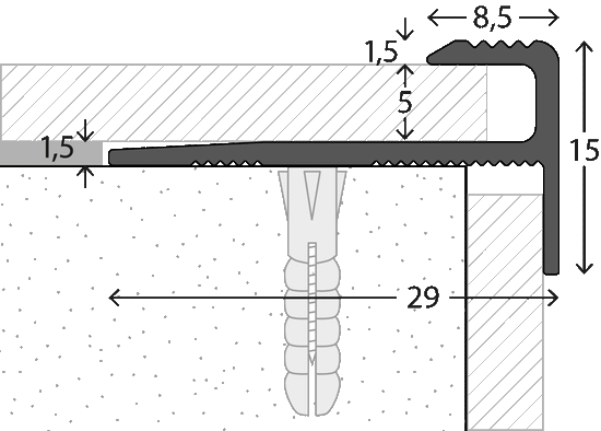 Prinz Treppenkantenprofil Nr. 176, 29 x 15 mm Bild