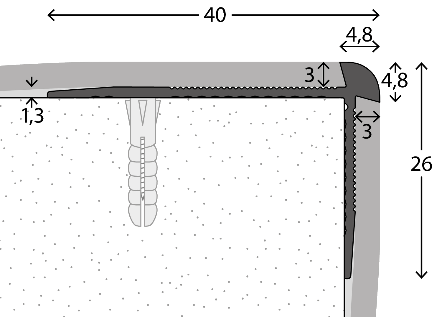 Prinz Treppenkantenprofil Nr. 187, 40 x 26 mm Bild