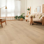 Wohnzimmer mit Klick Vinyl in Eiche hell – LaminatShop24 Laminat Fachhandel und Online Shop
