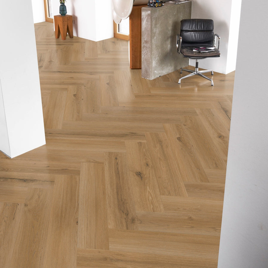 »Golden Oak« Premium Klik-PVC Visgraat