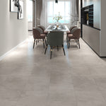 Klick-Vinyl sandfarbig in Fliesenoptik